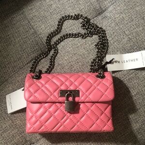 Kurt Geiger London MINI Brixton Lock Bag  PINK 5" H x 7.5" W x 2" D; 12" handle